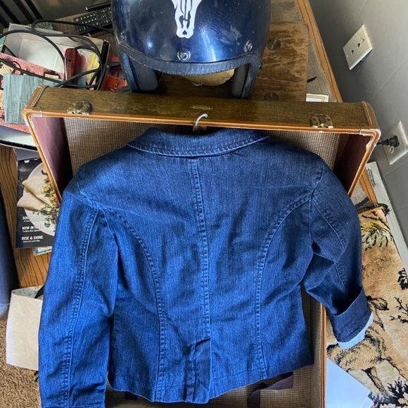 🏳️⚧️ Chinese Laundry Floral Lined Denim Blazer - Picture 6 of 11